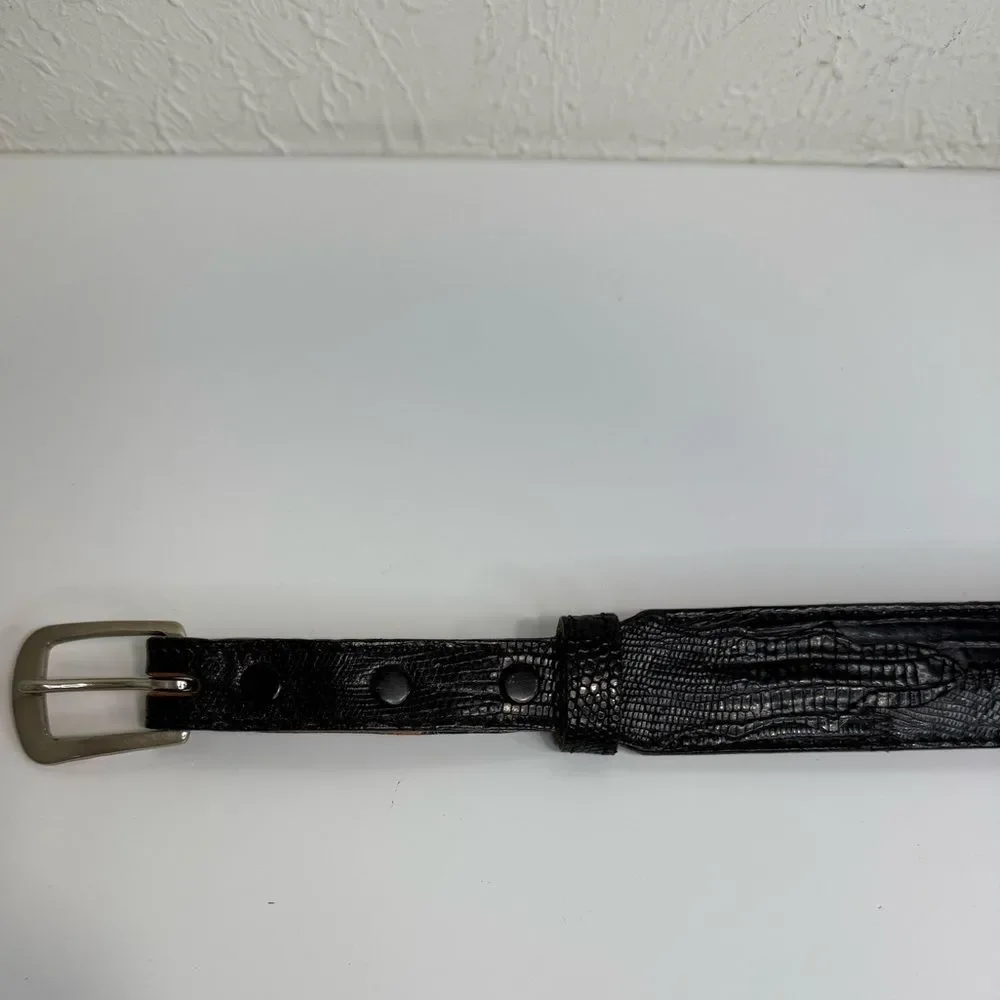 Tony Lama Black Lizard Embossed Leather Western Belt Men’s 30 VGUC